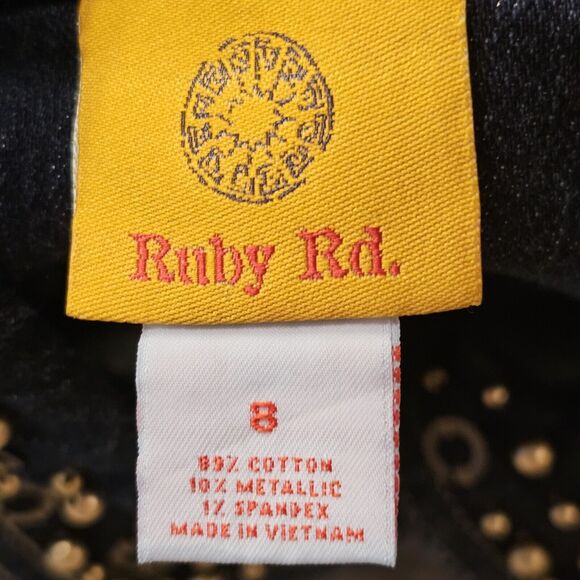 Dark Wash Denim Jacket Sz 8 Studded Collar & Cuffs All Over Gold Sparkle Cottage - Picture 6 of 12